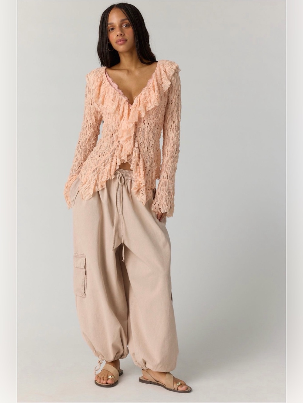 Free People Laney Cardi in Papaya - Size Medium NWT - Picture 3 of 5